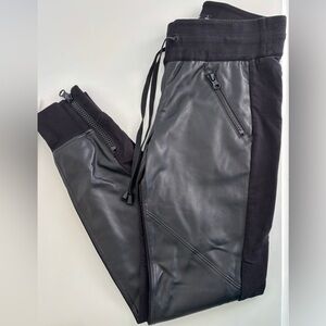 Blanc Noir Women’s Black Faux Leather Joggers